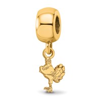 Sterling Silver Gold-plated LogoArt Virginia Tech HokieBird Extra Small Dangle Bead Charm view 1
