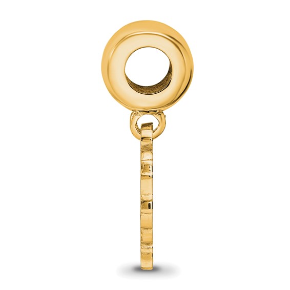 Sterling Silver Gold-plated LogoArt North Carolina State University Wolf Small Dangle Bead Charm