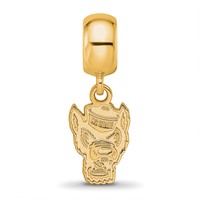 Sterling Silver Gold-plated LogoArt North Carolina State University Wolf Small Dangle Bead Charm view 4