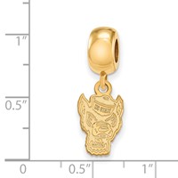 Sterling Silver Gold-plated LogoArt North Carolina State University Wolf Small Dangle Bead Charm view 3