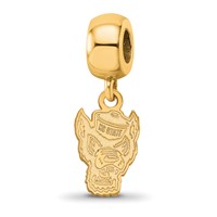 Sterling Silver Gold-plated LogoArt North Carolina State University Wolf Small Dangle Bead Charm view 1