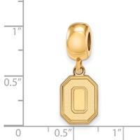 Sterling Silver Gold-plated LogoArt the Ohio State University Letter O Small Dangle Bead Charm view 2
