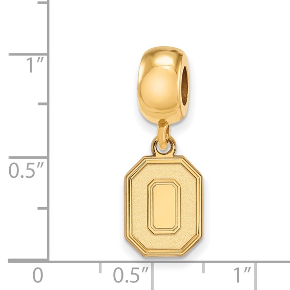 Sterling Silver Gold-plated LogoArt The Ohio State University Letter O Small Dangle Bead Charm