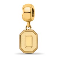Sterling Silver Gold-plated LogoArt the Ohio State University Letter O Small Dangle Bead Charm view 1