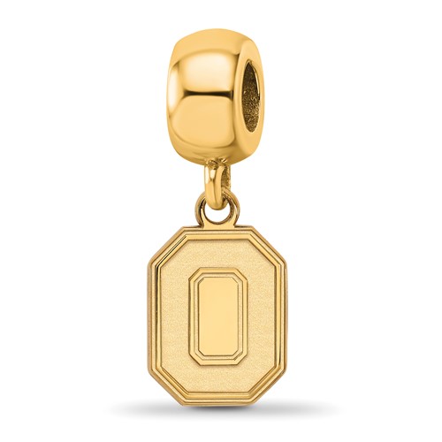 Sterling Silver Gold-plated LogoArt the Ohio State University Letter O Small Dangle Bead Charm