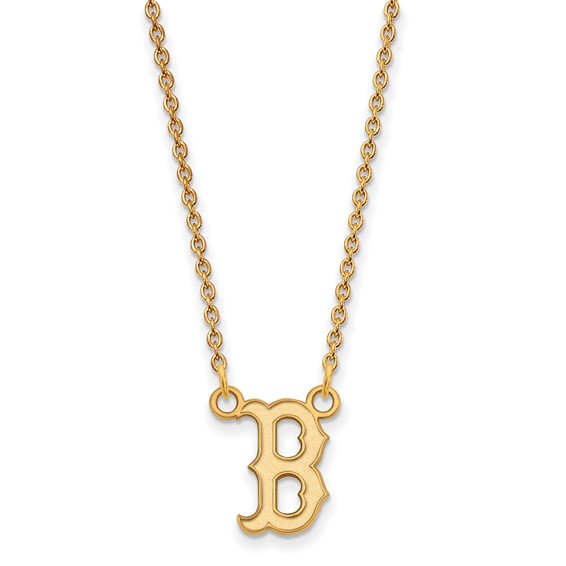 14k Gold Major League Baseball LogoArt Boston Red Sox Letter B Small Pendant Necklace