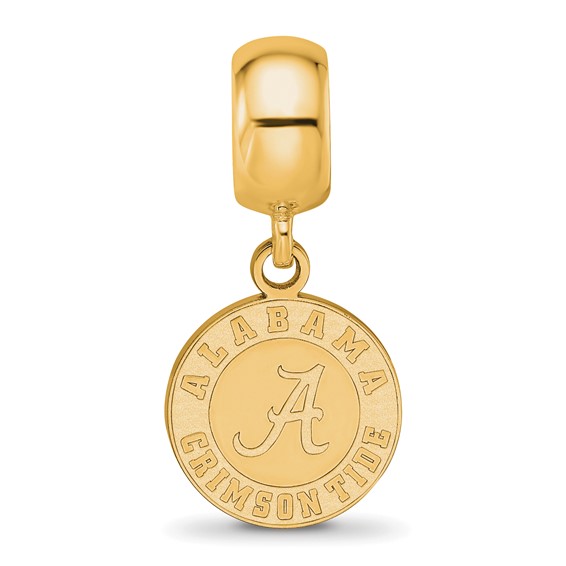 Sterling Silver Gold-plated LogoArt University of Alabama Crimson Tide Small Dangle Bead Charm