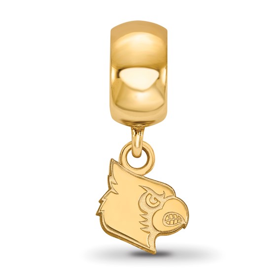 Sterling Silver Gold-plated LogoArt University of Louisville Cardinal Extra Small Dangle Bead Charm