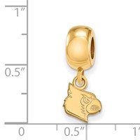 Sterling Silver Gold-plated LogoArt University of Louisville Cardinal Extra Small Dangle Bead Charm view 2