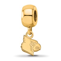 Sterling Silver Gold-plated LogoArt University of Louisville Cardinal Extra Small Dangle Bead Charm view 1