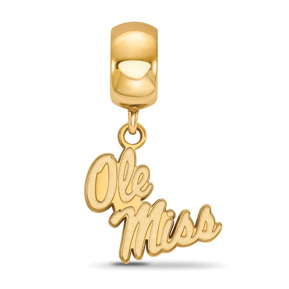 Sterling Silver Gold-plated LogoArt University of Mississippi Ole Miss Small Dangle Bead Charm
