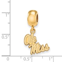 Sterling Silver Gold-plated LogoArt University of Mississippi Ole Miss Small Dangle Bead Charm view 2