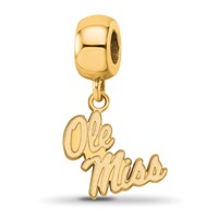 Sterling Silver Gold-plated LogoArt University of Mississippi Ole Miss Small Dangle Bead Charm view 1