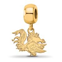 Sterling Silver Gold-plated LogoArt University of South Carolina Gamecock Small Dangle Bead Charm view 1