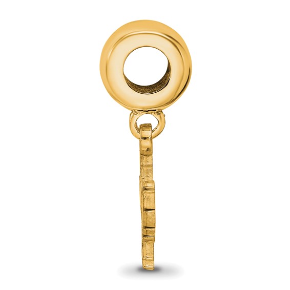 Sterling Silver Gold-plated LogoArt Virginia Tech HokieBird Small Dangle Bead Charm