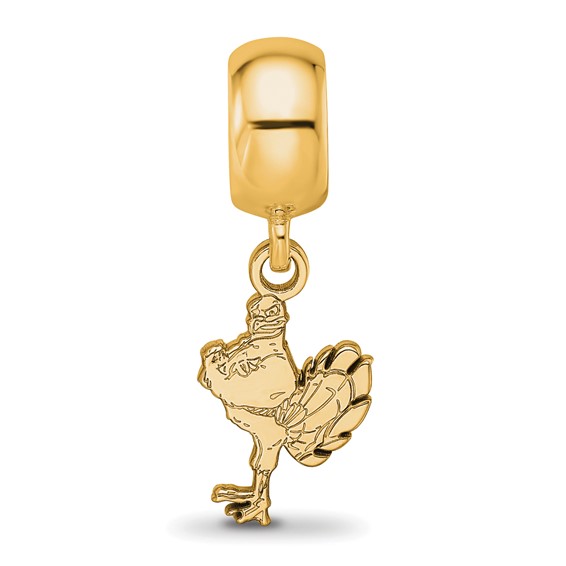 Sterling Silver Gold-plated LogoArt Virginia Tech HokieBird Small Dangle Bead Charm