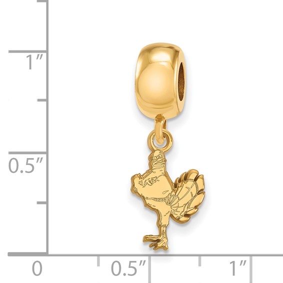Sterling Silver Gold-plated LogoArt Virginia Tech HokieBird Small Dangle Bead Charm