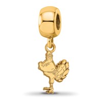 Sterling Silver Gold-plated LogoArt Virginia Tech HokieBird Small Dangle Bead Charm view 1