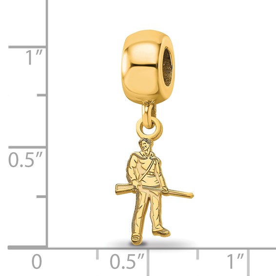 Sterling Silver Gold-plated LogoArt West Virginia University Mountaineer Extra Small Dangle Bead Charm