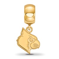 Sterling Silver Gold-plated LogoArt University of Louisville Cardinal Small Dangle Bead Charm view 3