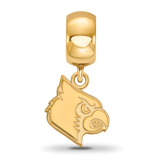 Sterling Silver Gold-plated LogoArt University of Louisville Cardinal Small Dangle Bead Charm