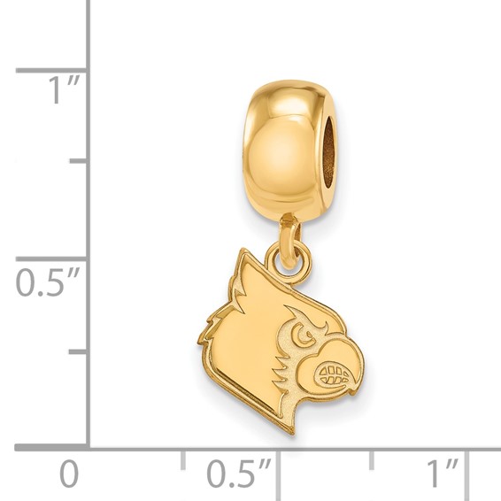 Sterling Silver Gold-plated LogoArt University of Louisville Cardinal Small Dangle Bead Charm