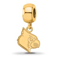 Sterling Silver Gold-plated LogoArt University of Louisville Cardinal Small Dangle Bead Charm view 1