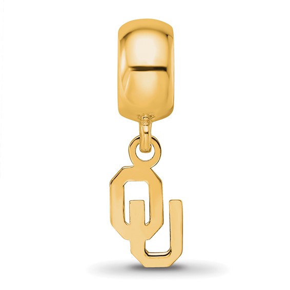 Sterling Silver Gold-plated LogoArt University of Oklahoma O-U Extra Small Dangle Bead Charm