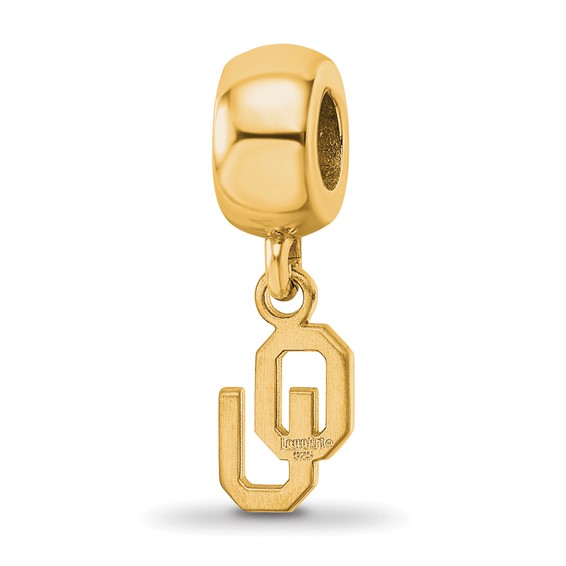 Sterling Silver Gold-plated LogoArt University of Oklahoma O-U Extra Small Dangle Bead Charm