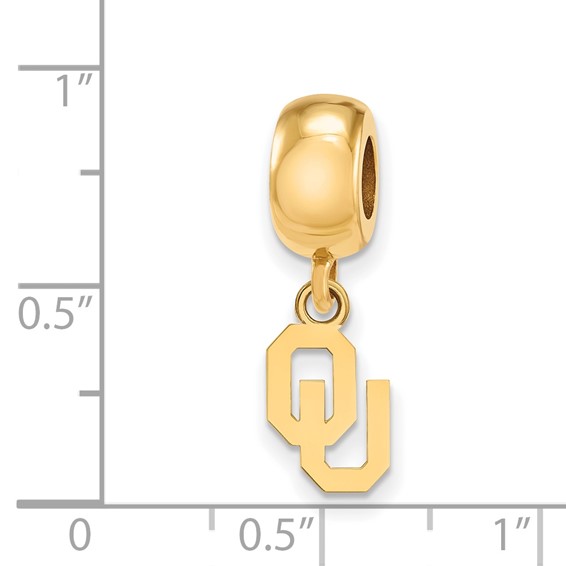 Sterling Silver Gold-plated LogoArt University of Oklahoma O-U Extra Small Dangle Bead Charm