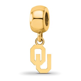 Sterling Silver Gold-plated LogoArt University of Oklahoma O-U Extra Small Dangle Bead Charm
