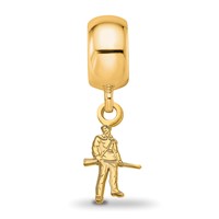 Sterling Silver Gold-plated LogoArt West Virginia University Mountaineer Small Dangle Bead Charm view 3