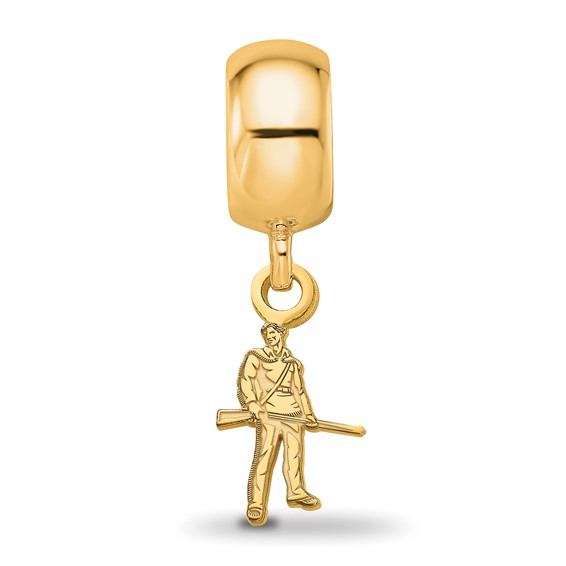 Sterling Silver Gold-plated LogoArt West Virginia University Mountaineer Small Dangle Bead Charm