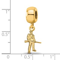 Sterling Silver Gold-plated LogoArt West Virginia University Mountaineer Small Dangle Bead Charm view 2