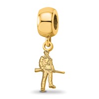 Sterling Silver Gold-plated LogoArt West Virginia University Mountaineer Small Dangle Bead Charm view 1