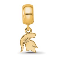 Sterling Silver Gold-plated LogoArt Michigan State University Spartan Extra Small Dangle Bead Charm view 4
