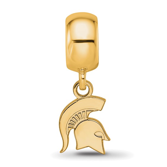 Sterling Silver Gold-plated LogoArt Michigan State University Spartan Extra Small Dangle Bead Charm