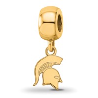 Sterling Silver Gold-plated LogoArt Michigan State University Spartan Extra Small Dangle Bead Charm view 1