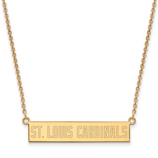 Sterling Silver Gold Plated Major League Baseball LogoArt St. Louis Cardinals Bar Necklace