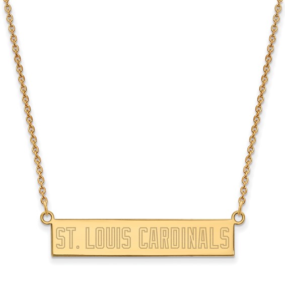 Sterling Silver Gold Plated Major League Baseball LogoArt St. Louis Cardinals Bar Necklace