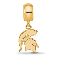 Sterling Silver Gold-plated LogoArt Michigan State University Spartan Small Dangle Bead Charm view 4