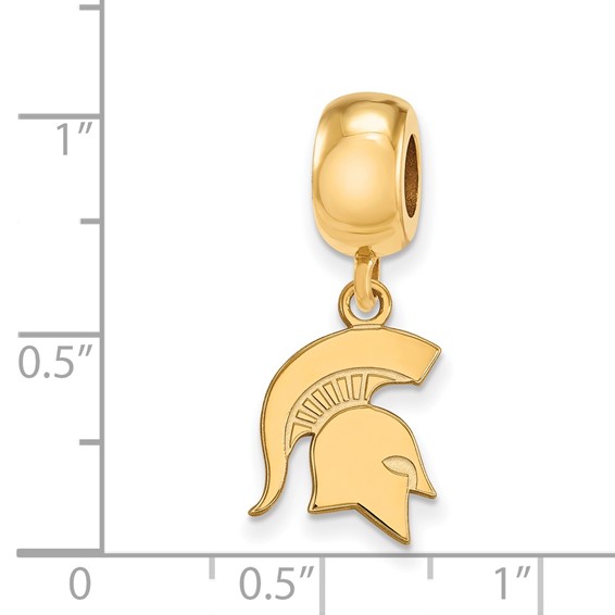 Sterling Silver Gold-plated LogoArt Michigan State University Spartan Small Dangle Bead Charm