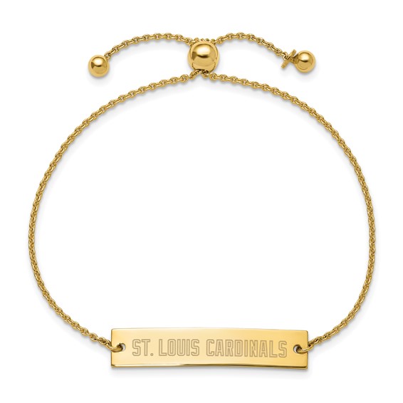 Sterling Silver Gold Plated Major League Baseball LogoArt St. Louis Cardinals Adjustable Bracelet
