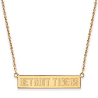 Sterling Silver Gold Plated Major League Baseball LogoArt Detroit Tigers Small Bar Necklace