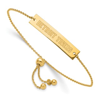 Sterling Silver Gold Plated Major League Baseball LogoArt Detroit Tigers Adjustable Bracelet