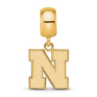 Sterling Silver Gold-plated LogoArt University of Nebraska Letter N Small Dangle Bead Charm view 4