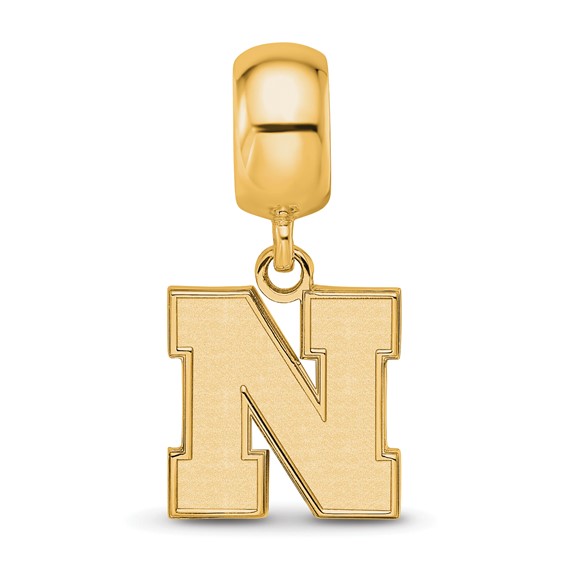 Sterling Silver Gold-plated LogoArt University of Nebraska Letter N Small Dangle Bead Charm