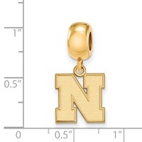Sterling Silver Gold-plated LogoArt University of Nebraska Letter N Small Dangle Bead Charm view 3