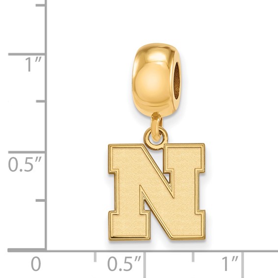 Sterling Silver Gold-plated LogoArt University of Nebraska Letter N Small Dangle Bead Charm
