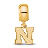 Sterling Silver Gold-plated LogoArt University of Nebraska Letter N Extra Small Dangle Bead Charm view 4